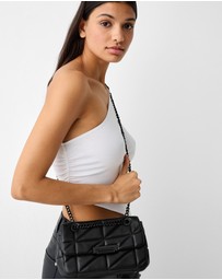 Bershka - Quilted Multi-way Crossbody Bag With Chain