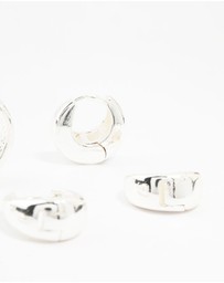 Lovisa - Silver Plated Brass Chunky Mixed Hoop Earrings 3-Pack