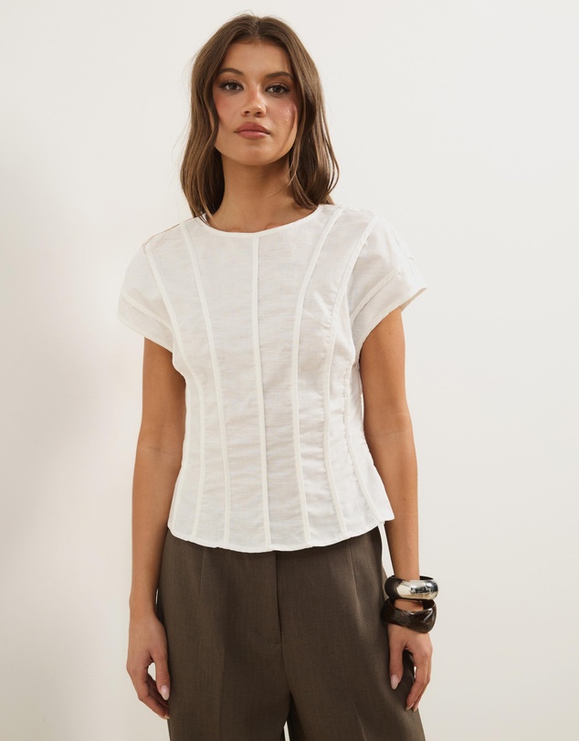 Atmos&Here - Ada Panelled Linen Blend Top