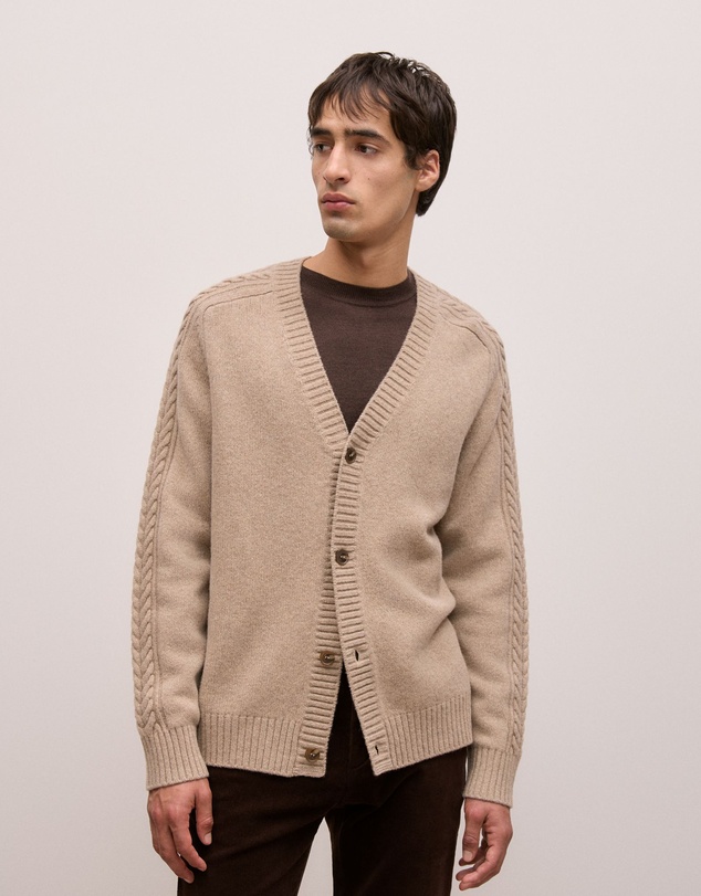 Trenery - Merino Cable Detail Cardigan in Cinder