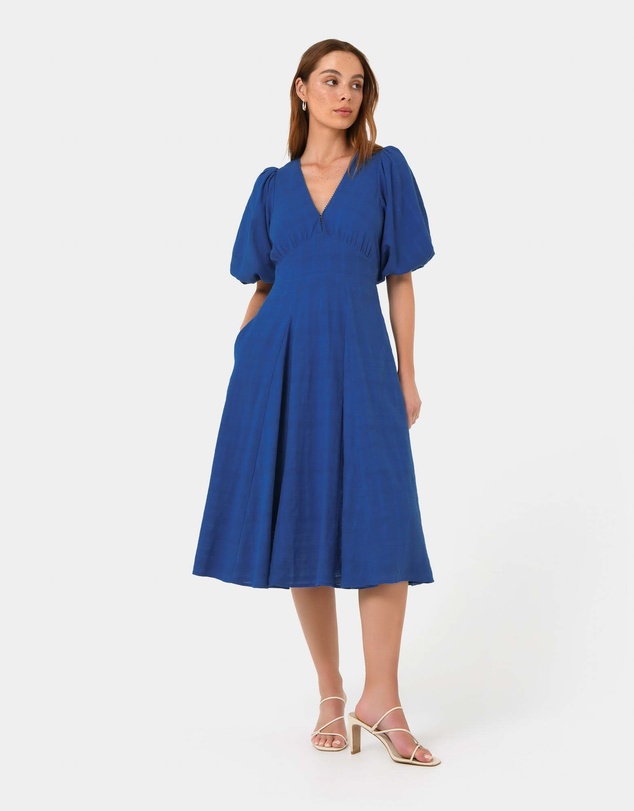 Forcast - Iris Puff Sleeve Midi Dress