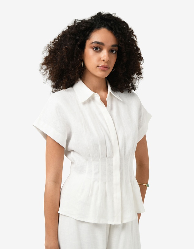 Forcast - Ami Linen Pleated Tuck Shirt