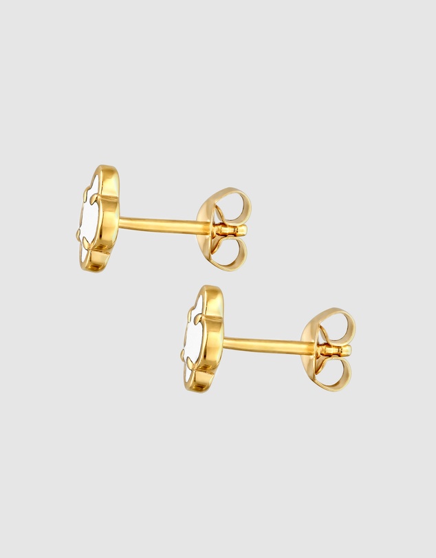Elli Jewelry - White Enamel Cloverleaf Stud Earrings in Gold-Plated 925 Silver