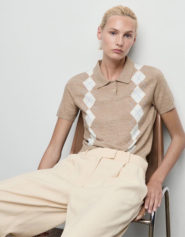 M.N.G - Argyle Polo-Neck Sweater