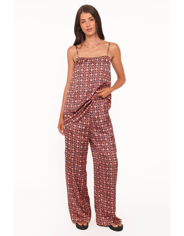 Petal & Pup - Lexi Elastic Waist Pant - Red Geometric