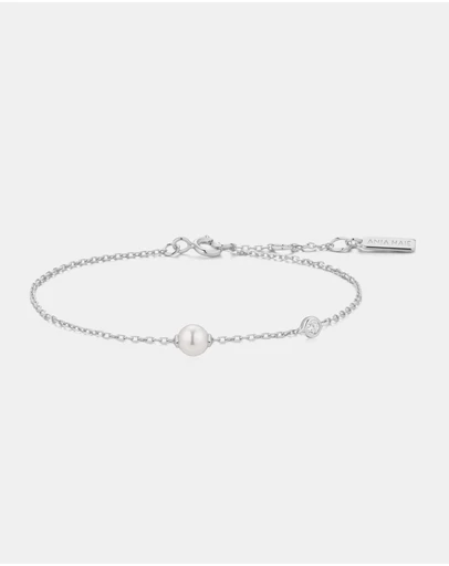 Ania Haie - Silver Shell Pearl & Bezel-Set Sparkle Bracelet