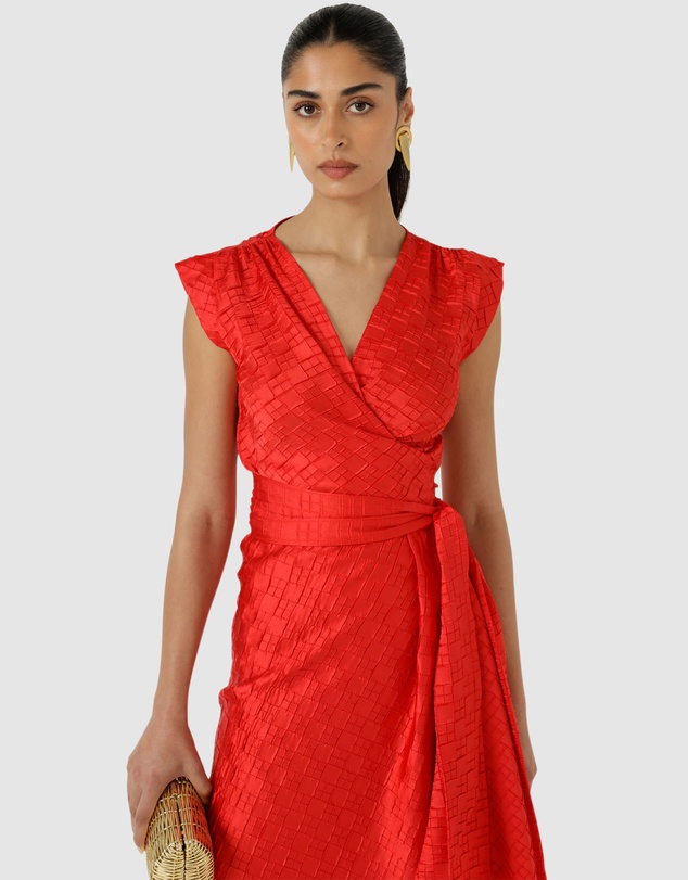 SACHA DRAKE - Crown Wrap Dress In Red