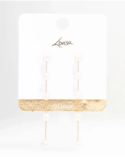 Lovisa - Gold Plated Freshwater Pearl Long Drop Earrings
