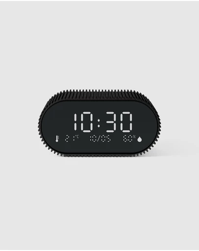 Lexon - Lexon Ray Clock Lcd Alarm Clock With Temperature / Humidity Display - Black