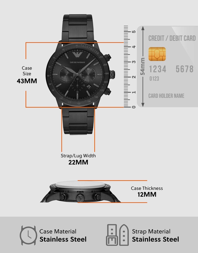 Emporio Armani - Black Chronograph Watch AR11242