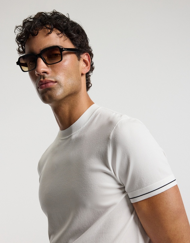 Calibre - Stripe Cuff Tech T-shirt Ivory