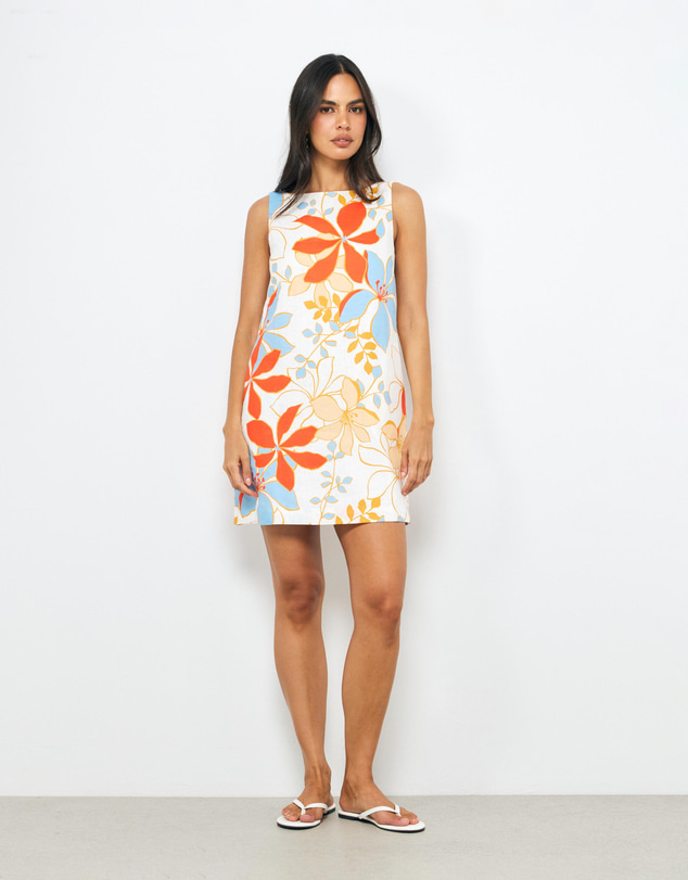 AERE - Cielo Boat Neck Linen Mini Dress