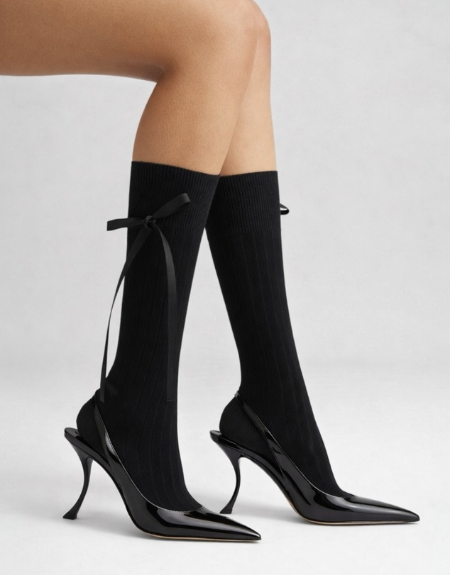 High Heel Jungle - Prima Cotton With Satin Ribbon Socks