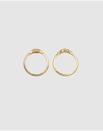 Elli Jewelry - Ring Set Zirconia Moon 925 Sterling Silver Gold-Plated
