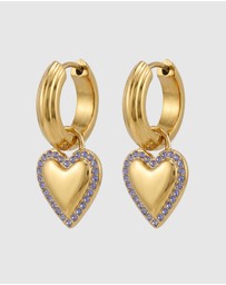 Miz Casa and Co - Amora Heart Drop Huggie Earrings