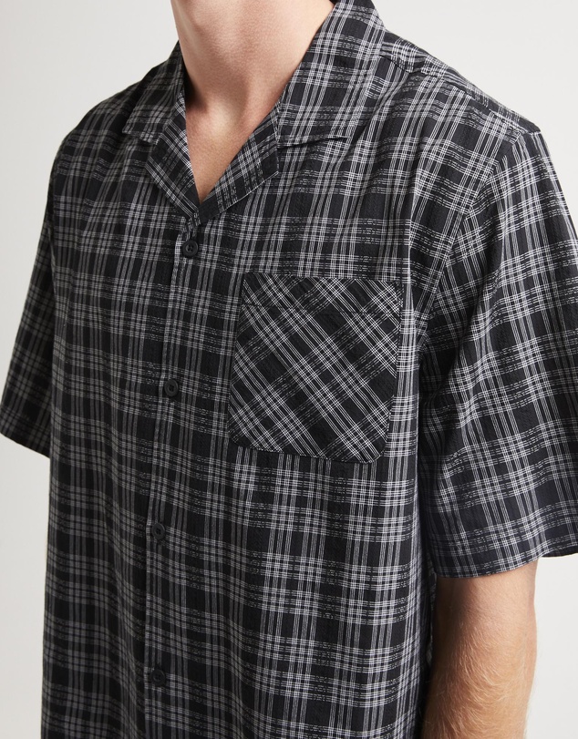 Black Noise White Rain - Archibald Cropped Resort Shirt