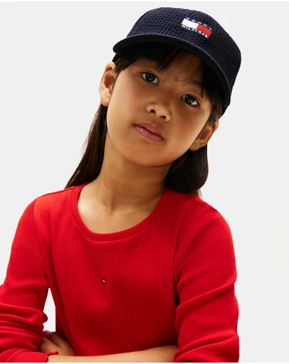 Tommy Hilfiger - Kids' Wavy Flag Seersucker Baseball Cap