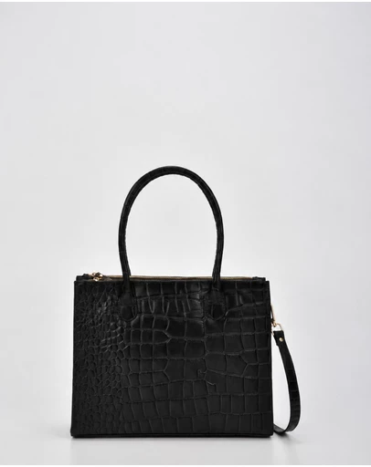 Cobb & Co - Waverley Croc Leather Dual Section Business Tote