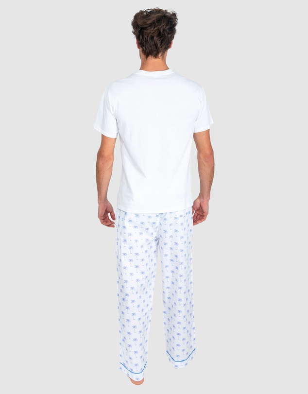 Sant And Abel - Men's Blue Palm Tree Pajama Pants