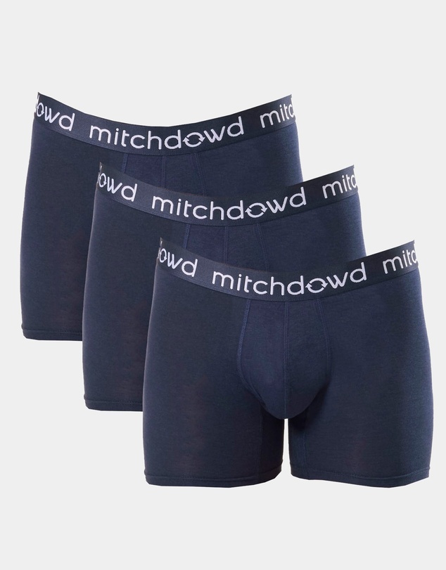 Mitch Dowd - Mens Bamboo Comfort Long Leg Trunk 3 Pack - Navy