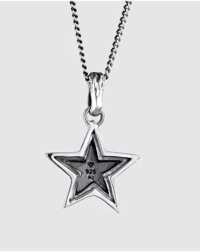 Kuzzoi - ICONIC EXCLUSIVE - Star Pendant Necklace in Oxidised 925 Sterling Silver
