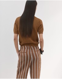 M.N.G - Openwork Knitted Polo-Neck Sweater