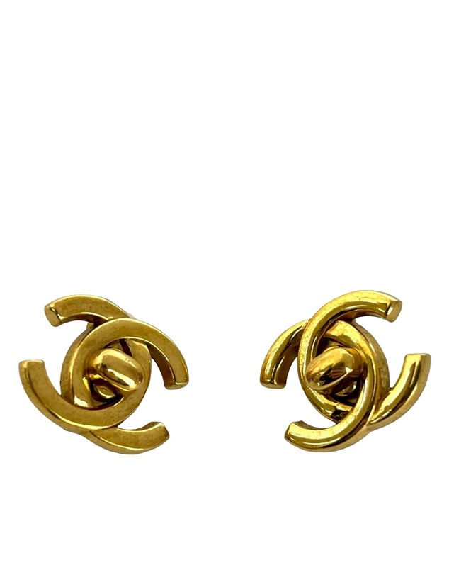 Pre-Loved by Azura Reborn - Pre-Loved CC Gold Plated Turn Lock Clip on Earrings