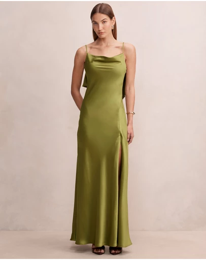 Forever New - Allora Ruffle Back Satin Maxi Dress