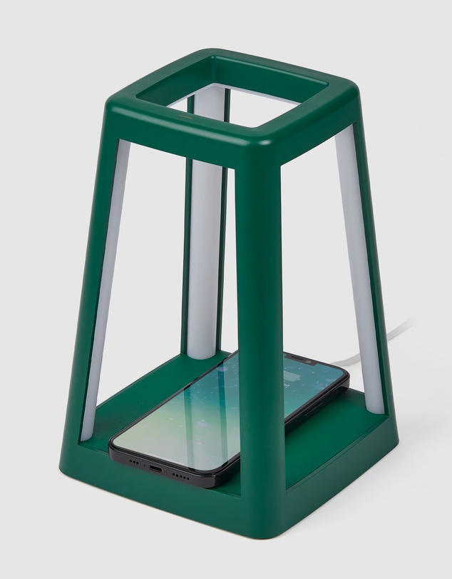 Lexon - Lexon Lantern Portable Lamp With Built-In Wireless Charger - Green