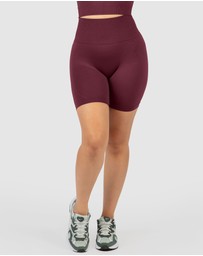 B Free Intimate Apparel - Double Racer Padded Sports Bra & High Waist Midi Biker Shorts Set
