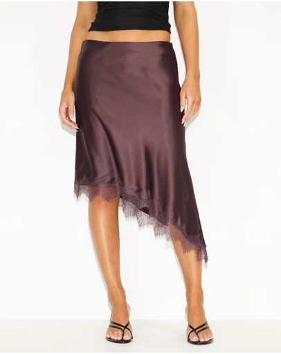 Dazie - Aralina Lace Trim Midi Skirt