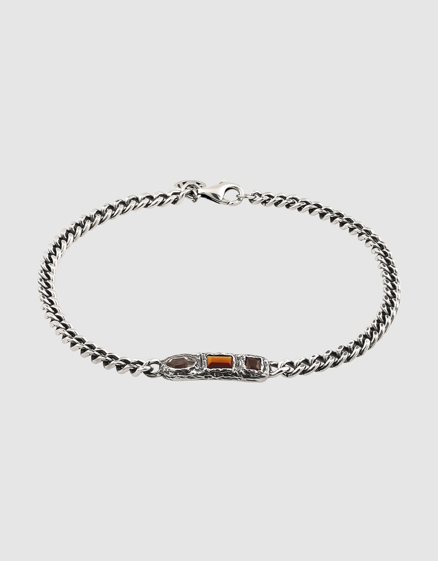 Haze & Glory - ICONIC EXCLUSIVE - Oxidised Curb Chain Bracelet with Gemstones in 925 Sterling Silver