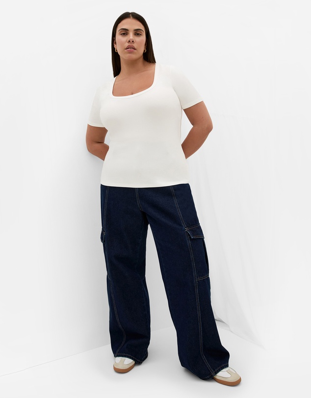 City Chic - Plus size Everyday Scoop Tee - ivory
