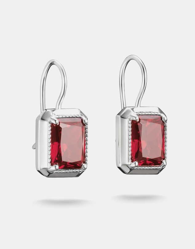 THOMAS SABO - THOMAS SABO Drop Earrings with Red Octagon Stones Silver