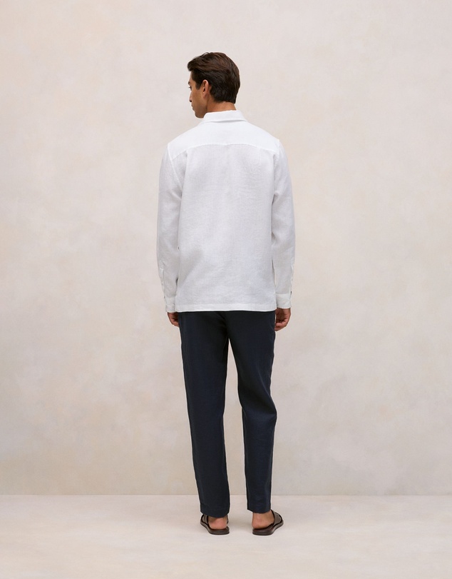 Trenery - Linen Half Placket Shirt in White