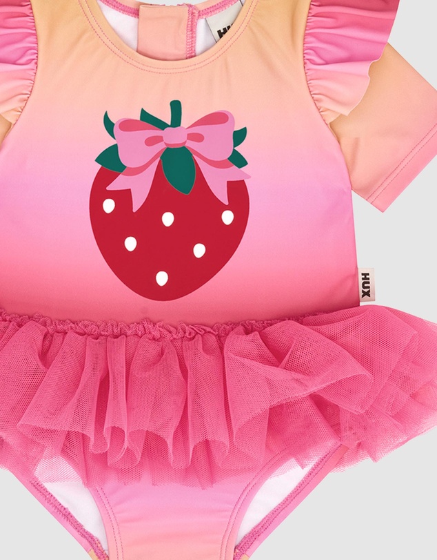 Huxbaby - Sunset Ombre Strawberry Tulle Swimsuit - Babies-Kids