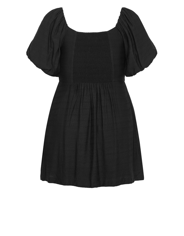 City Chic - Plus size Lora Puff Sleeve Mini Dress - black