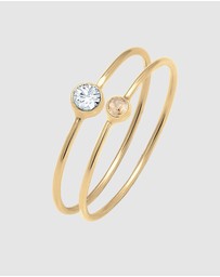 Elli Jewelry - Ring Set Crystal 925 Sterling Silver Gold-Plated