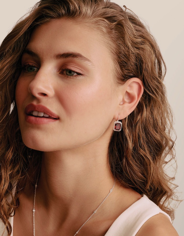 THOMAS SABO - THOMAS SABO Drop Earrings with Red Octagon Stones Silver