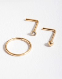 Lovisa - Surgical Steel Gold Stud Hoop Nose Pack