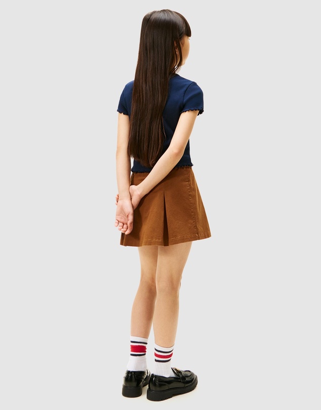 Tommy Hilfiger - Ruffle Trim Ribbed Extra Slim T-Shirt- Kids