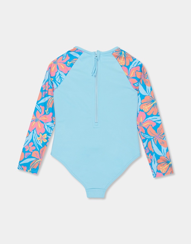 Roxy - Girls 8 to 16 Hibiscus Hugs Long Sleeve Onesie Rash Vest