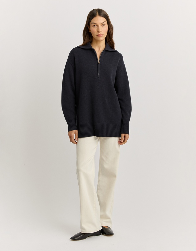 Toorallie - Relaxed Longline Zip Polo