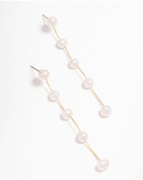 Lovisa - Gold Plated Freshwater Pearl Long Drop Earrings