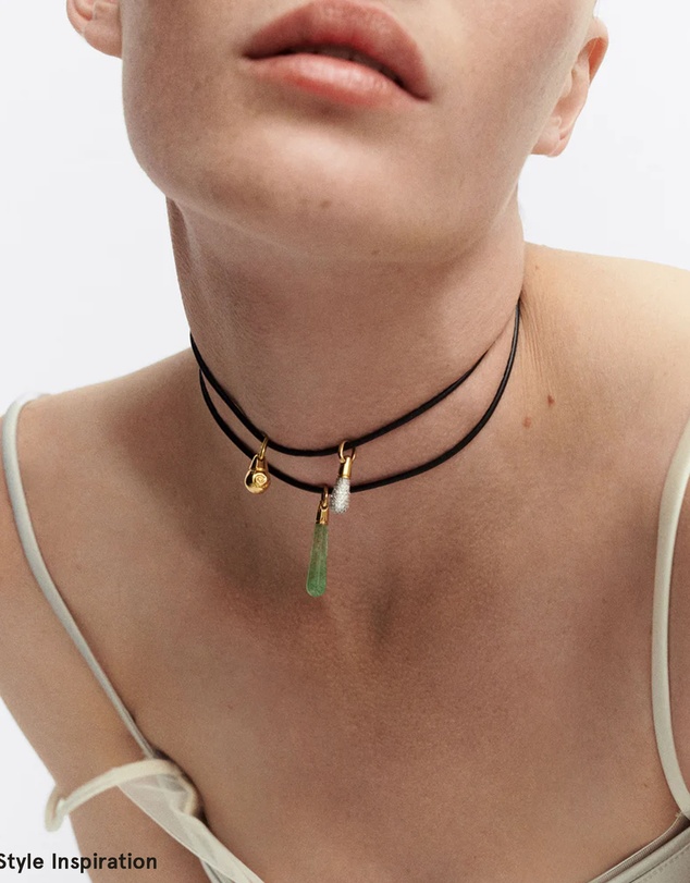 PDPAOLA - Pave Drop Pendant Leather Necklace