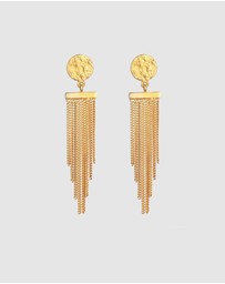 Elli Jewelry - Earrings Ear Hanger Platelet Chain Look Elegant in 925 sterling silver Gold plated
