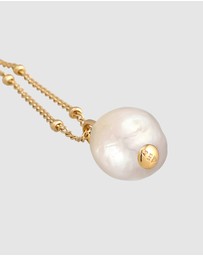 Elli Jewelry - Necklace Pendant Baroque Balls with Freshwater Cultured Pearl in 925 Sterling Silver Gold Plated