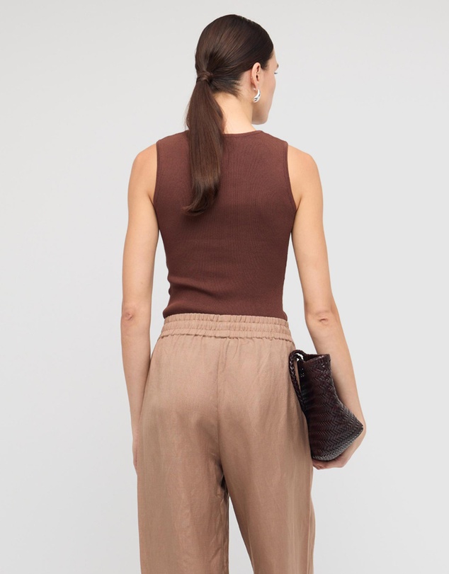 Staple the Label - ARDEN CUTOUT KNIT TOP CHOCOLATE