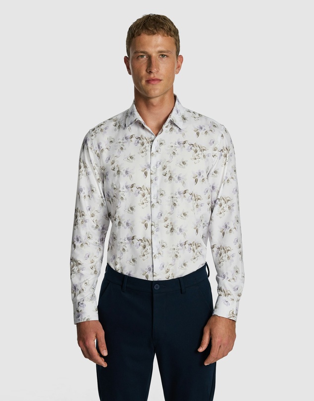 yd. - Derby Floral Bamboo Slim Shirt