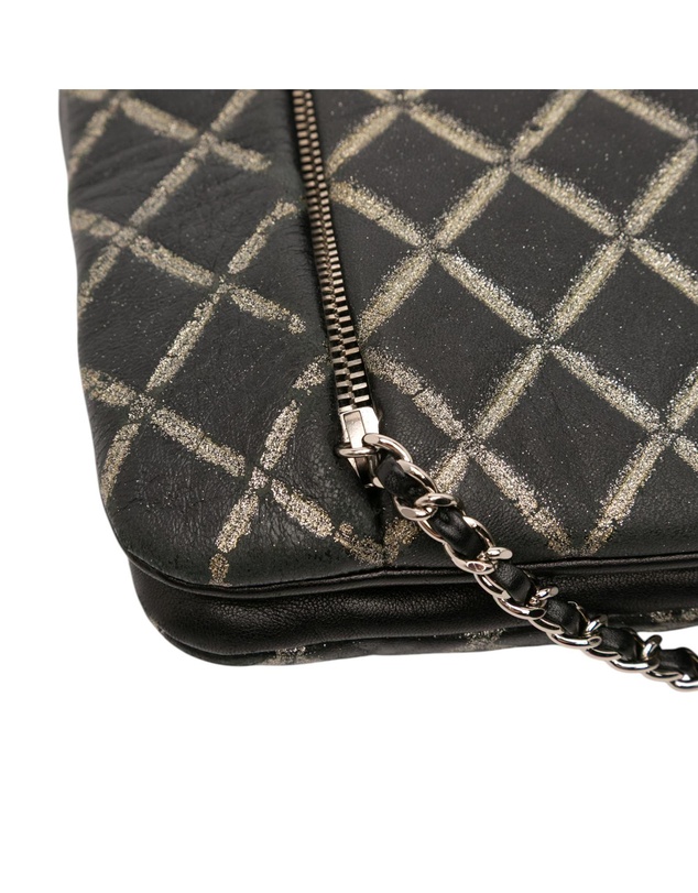 Pre-Loved by Azura Reborn - Pre-Loved Quilted Metallic Distressed Lambskin CC Crystal Flap